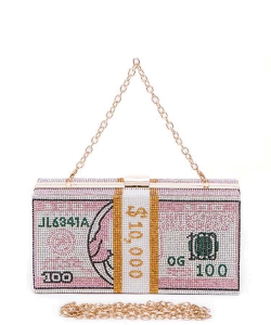 Stack Of Cash Crystal Iconic Clutch HD5031 PINK